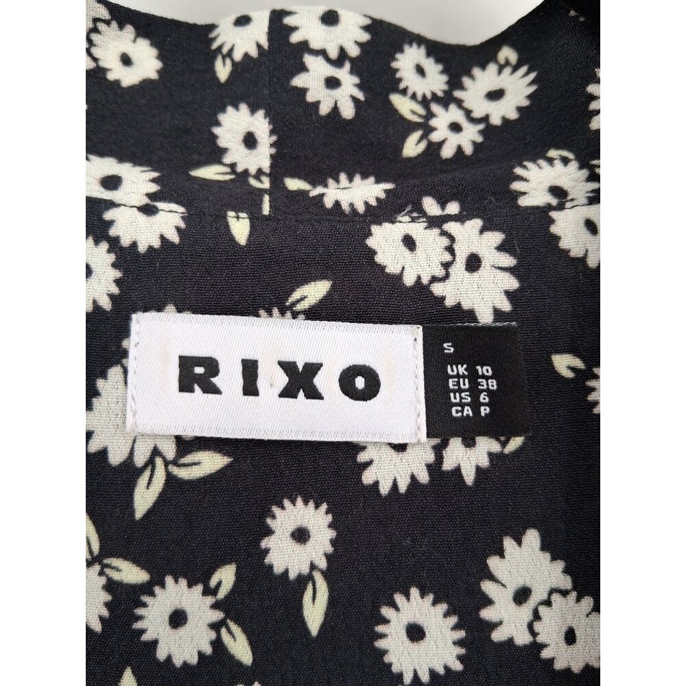 RIXO Annika Black Floral Maxi Dress With Tie Neck Size Small Mixed Print - Picture 10 of 15